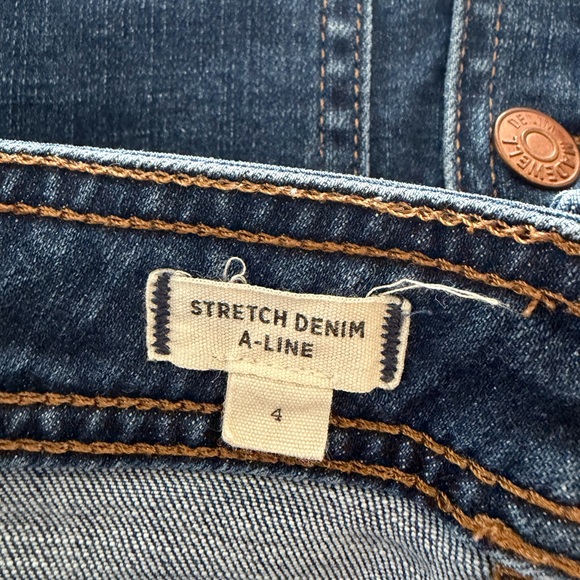 Madewell Dark Blue Denim Button-Front A-Line Mini Skirt - Picture 4 of 5